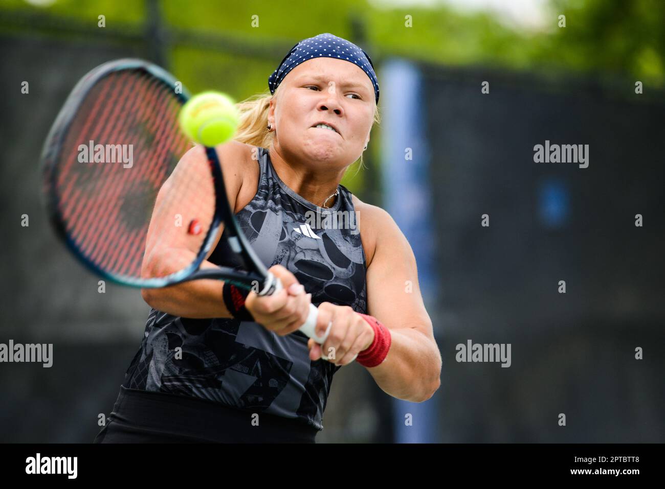 Charlottesville, Virginia, USA. 27th Apr, 2023. Diana Shnaider of Russia in  her second round match at the Boar's Head Women's Open ITF tennis  tournament in Charlottesville Virginia (Credit Image: © Christopher  Levy/ZUMA