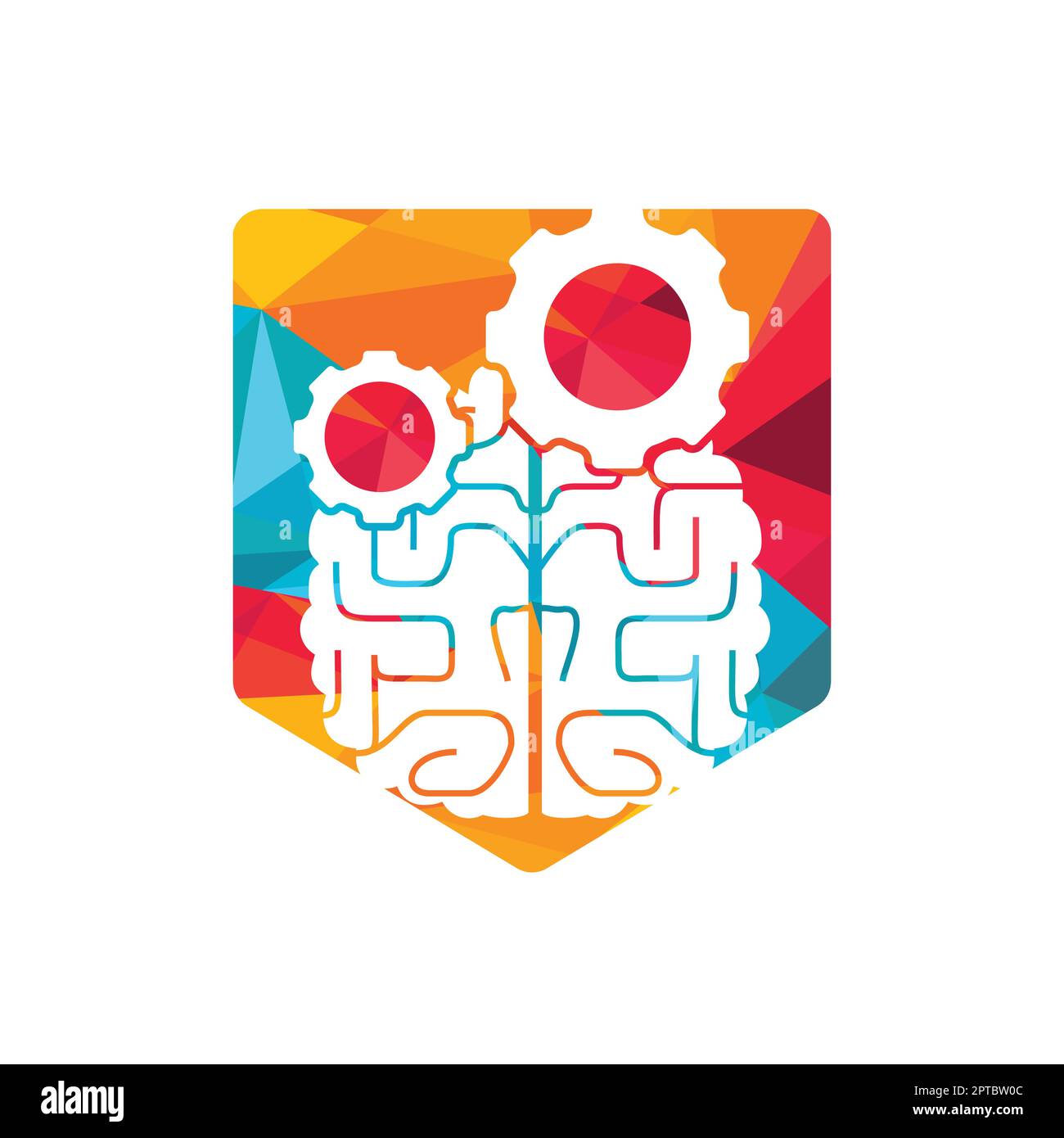 Brain and gear cog logo design. Education and mechanic symbol or icon ...