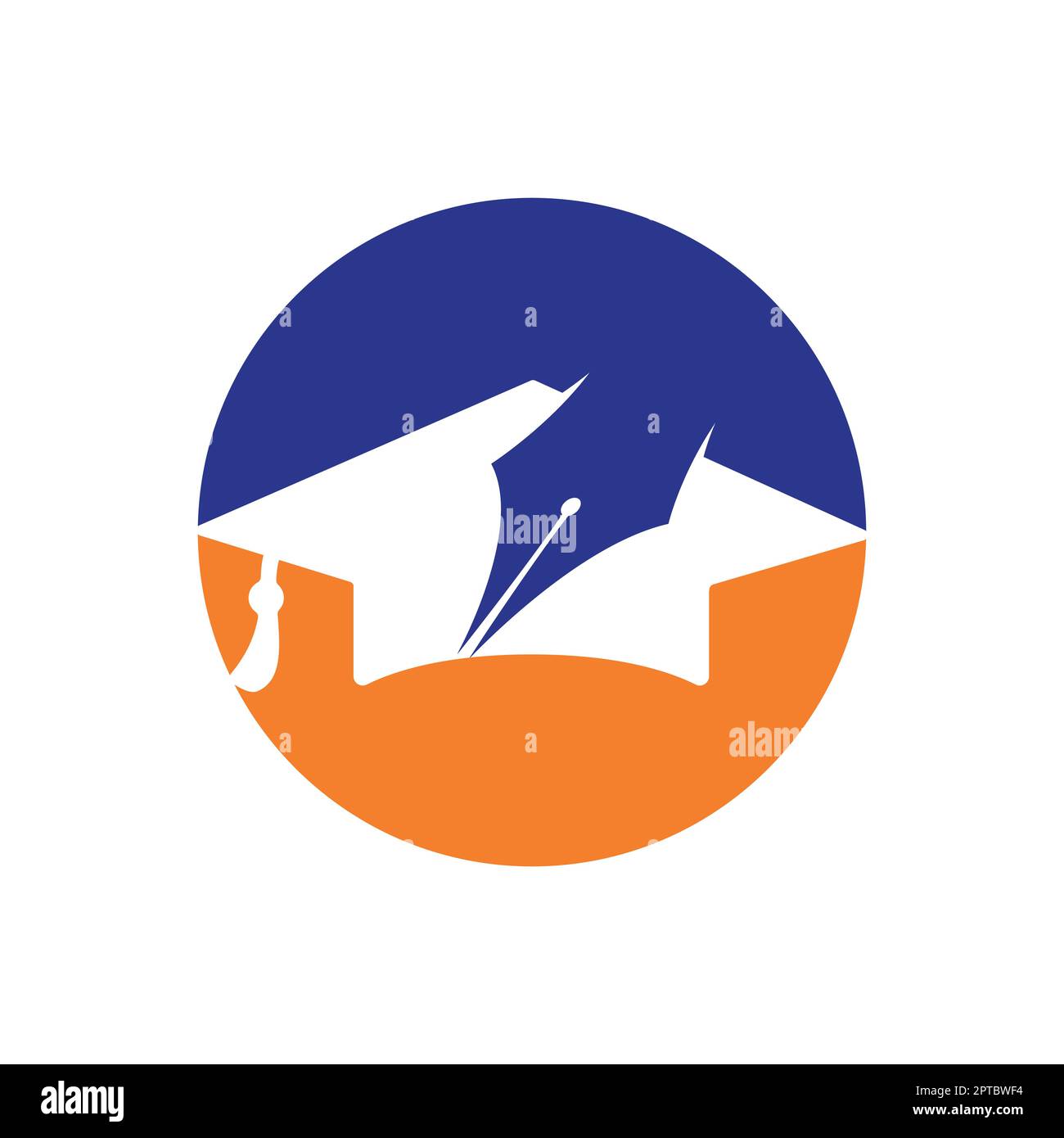 Education vector logo design template. Graduation hat with pen icon vector design. Stock Vector