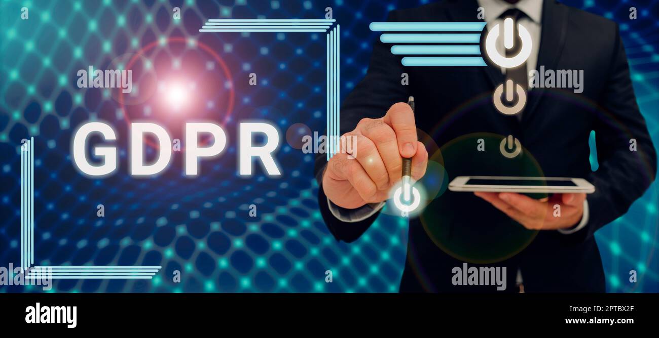 Text caption presenting Gdpr, Concept meaning regulation in EU law on data protection and