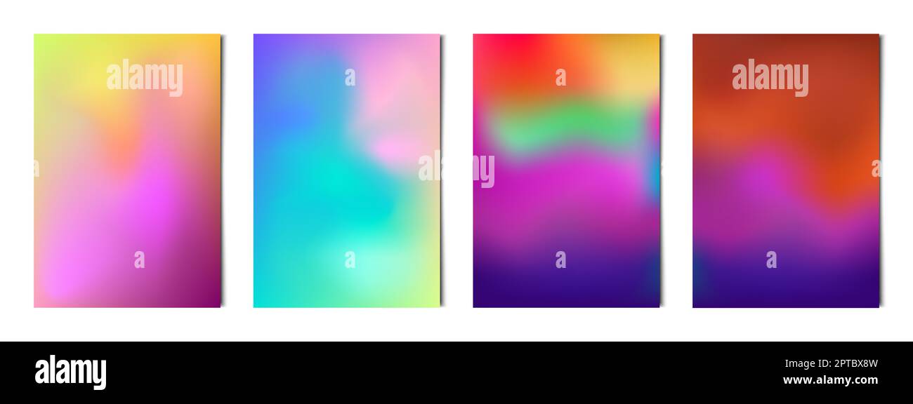 Set 4 pcs. abstract multicolor gradients, business background postcard ...