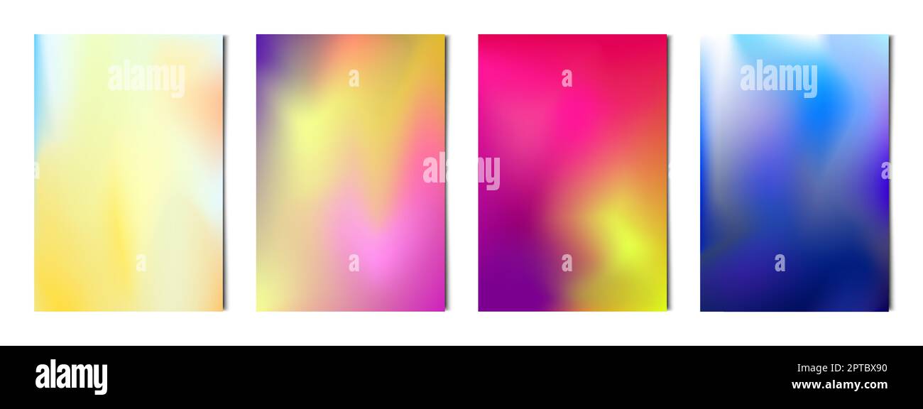 Set 4 pcs. abstract multicolor gradients, business background postcard ...