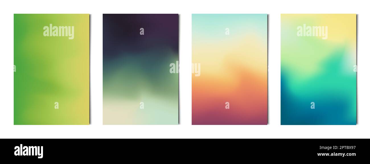 Set 4 pcs. abstract multicolor gradients, business background postcard ...