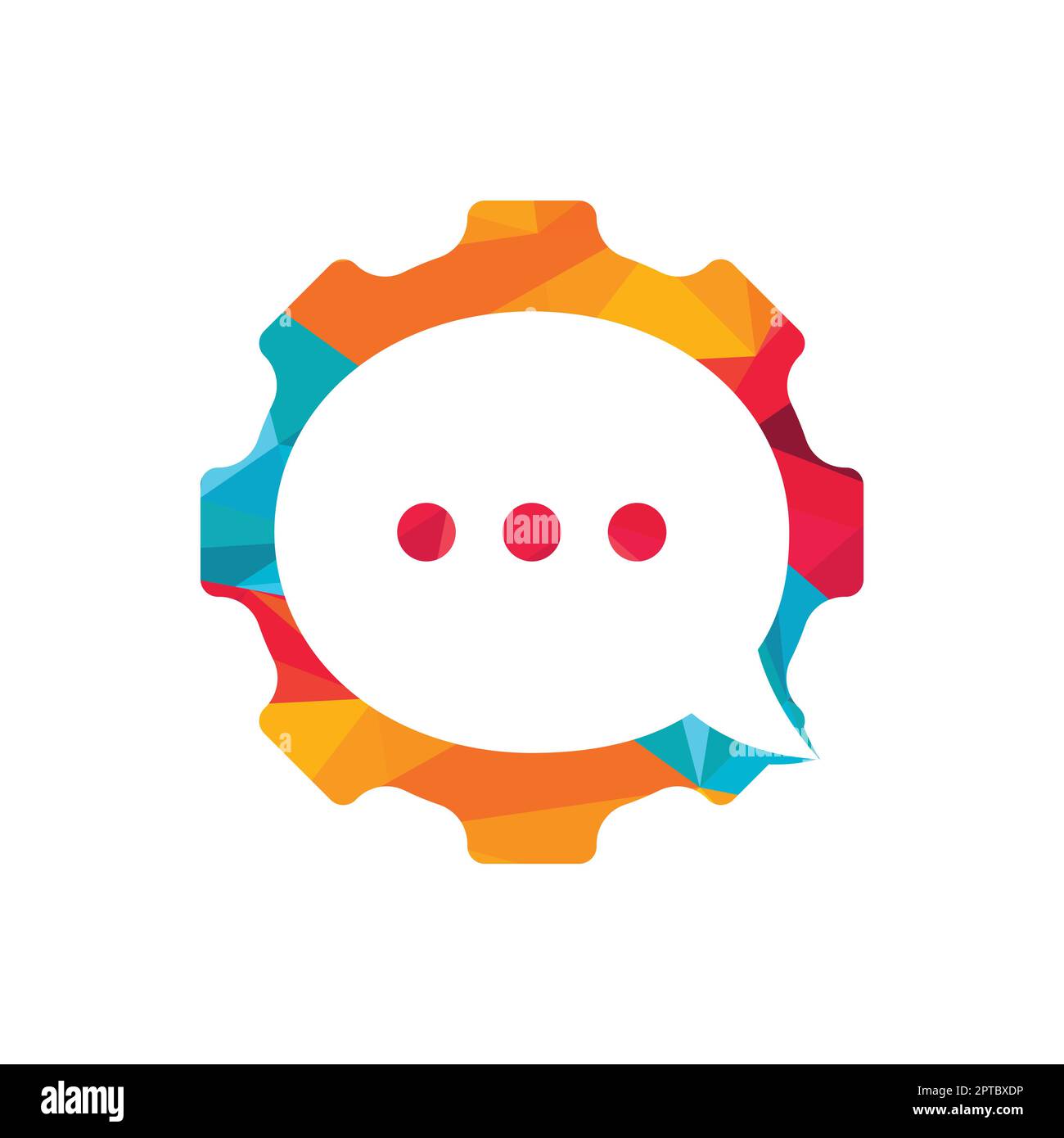 Gear chat vector logo design template. Gear bubble chat vector logo. Stock Vector