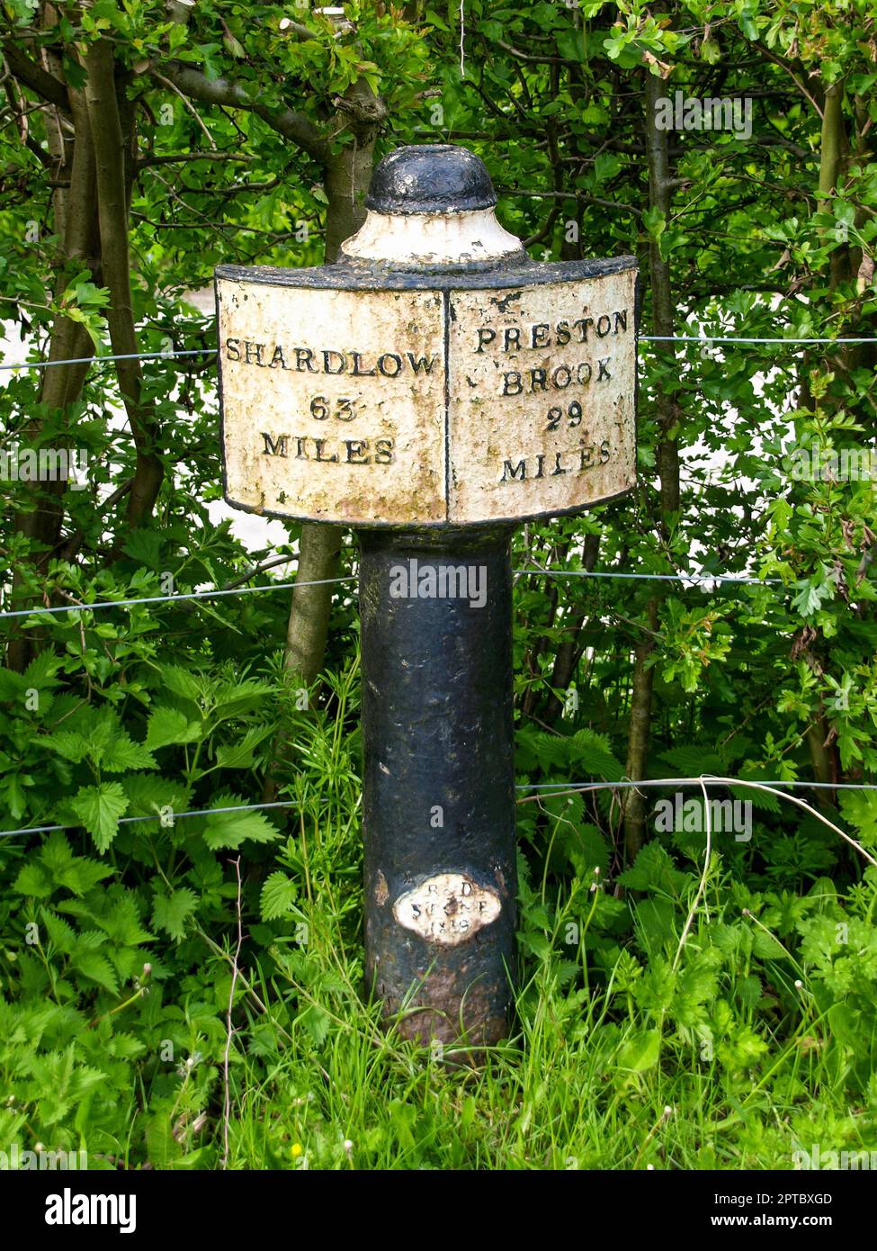 Cast iron signpost on the Trent and Mersey Canal near StokeonTrent in