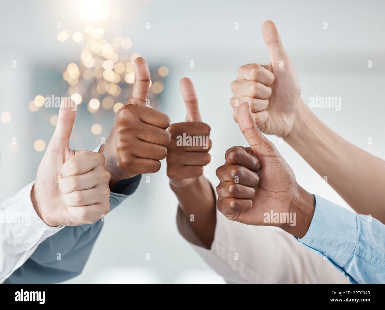 Thumbs Up Success Hands And Teamwork Collaboration Of Office Diversity