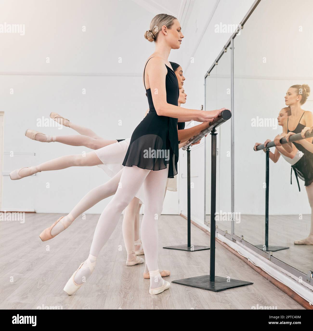 Ballet performance, dance training and women with strong legs for