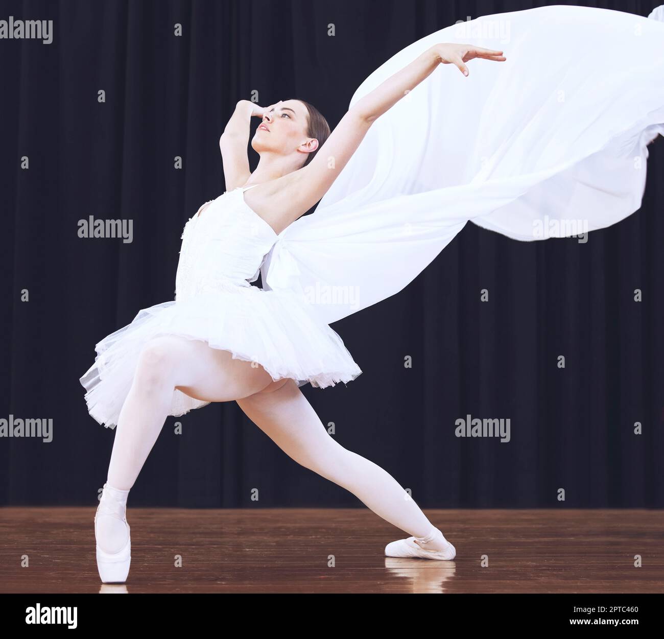 Ballet dance, stage performance and woman in theatre production, start