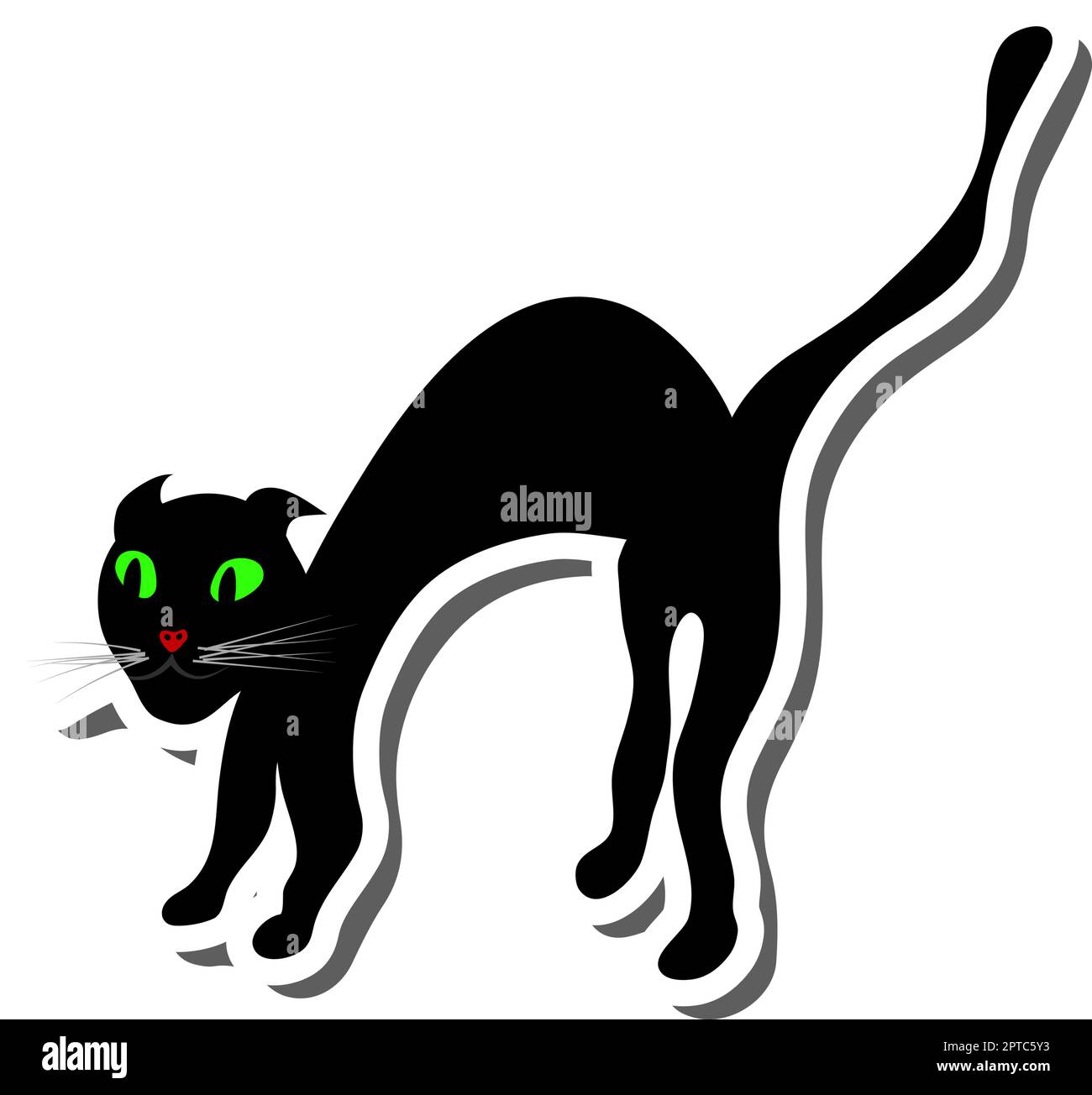 Black cat with arched back line and solid icon, halloween concept