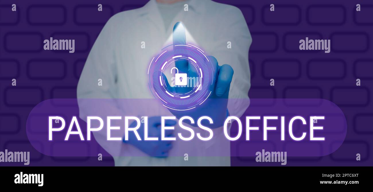 Paperless Text Handwriting text Paperless Office, Internet Concept the area in an ...