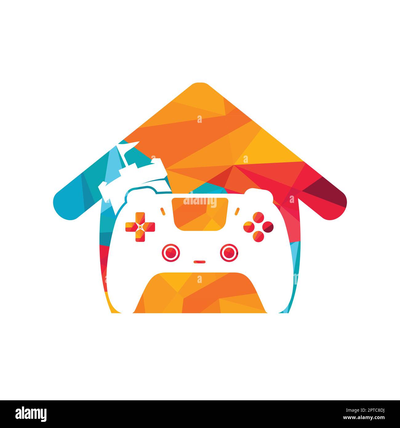 Game king vector logo design. Game console and fort icon vector design