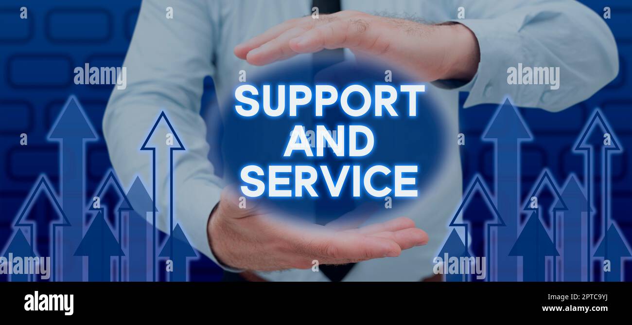 Text caption presenting Support And Service, Business overview
