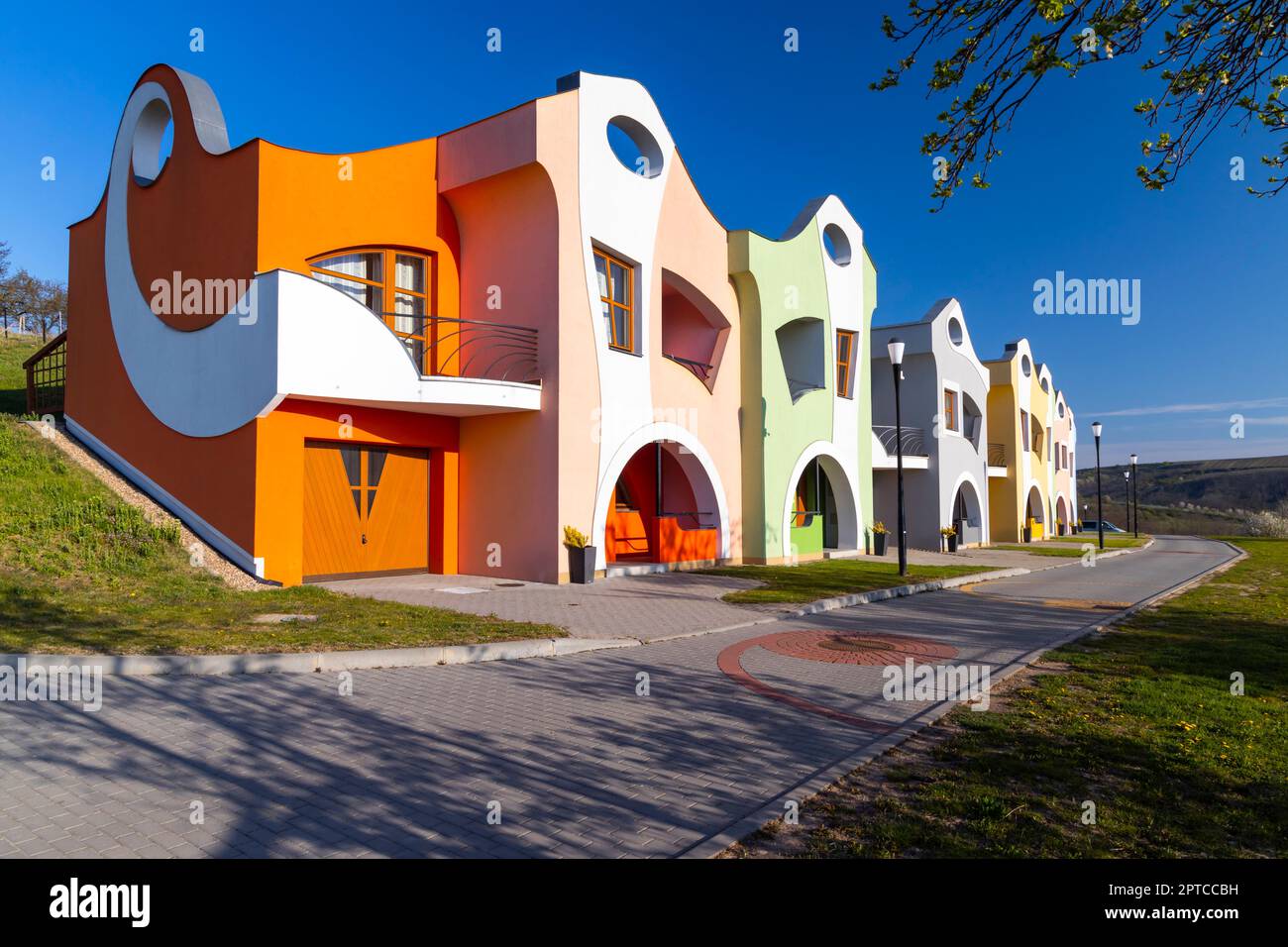 Modern architecture Opile sklepy in Velke Pavlovice, Southern Moravia, Czech Republic Stock Photo