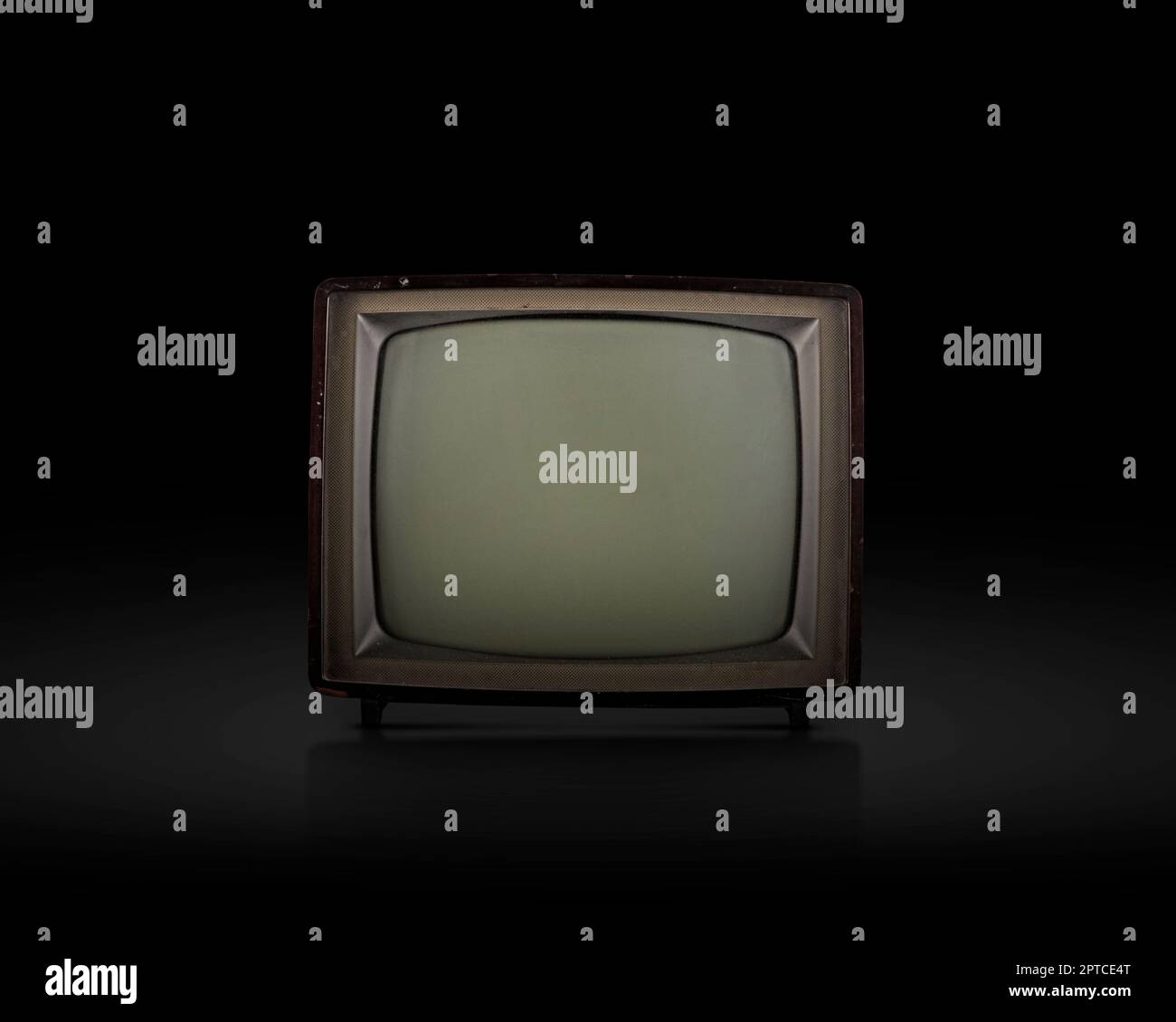 retro old television on black background Stock Photo