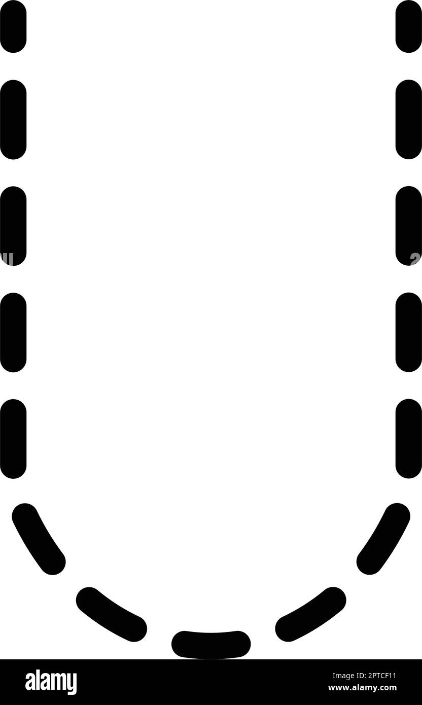 Tracing Alphabet letter U prewriting dotted line element for