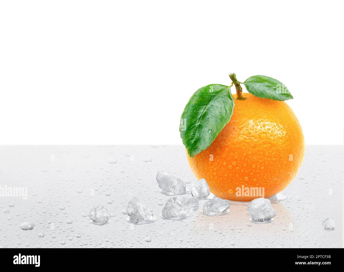 Fresh orange fruits having drops water Stock Photo