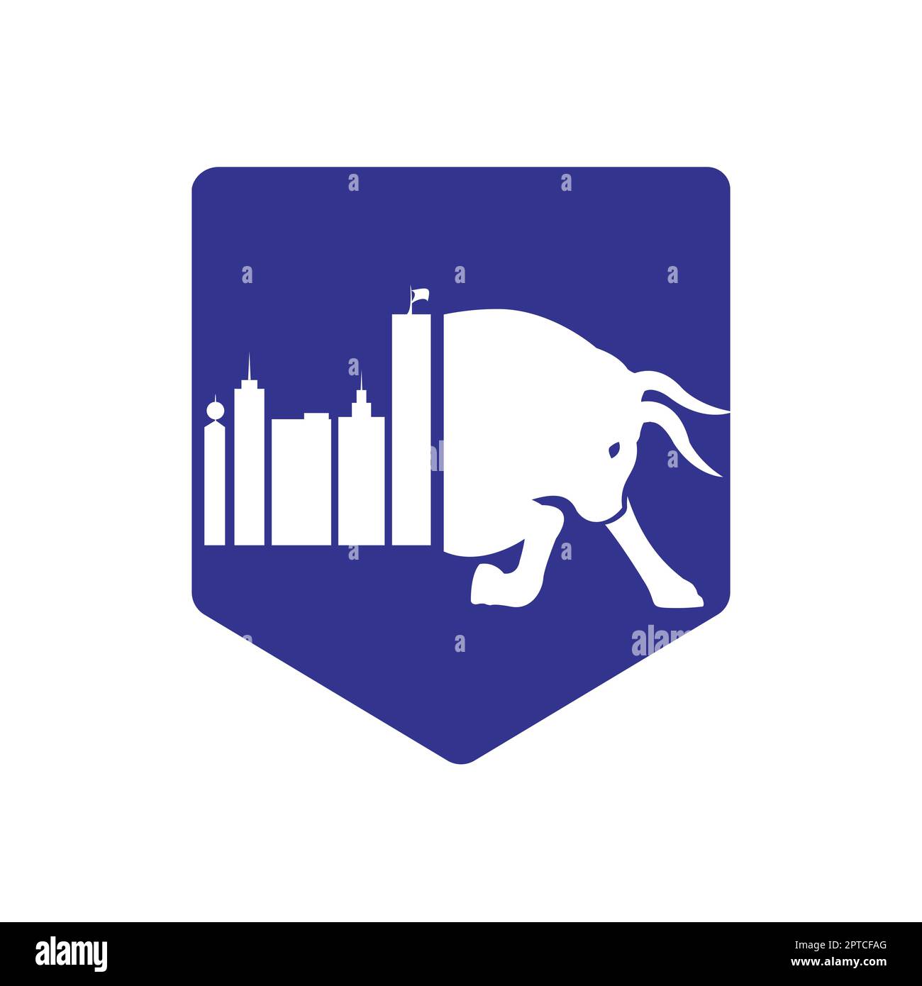 City bull vector logo design. Building and bull combination vector ...