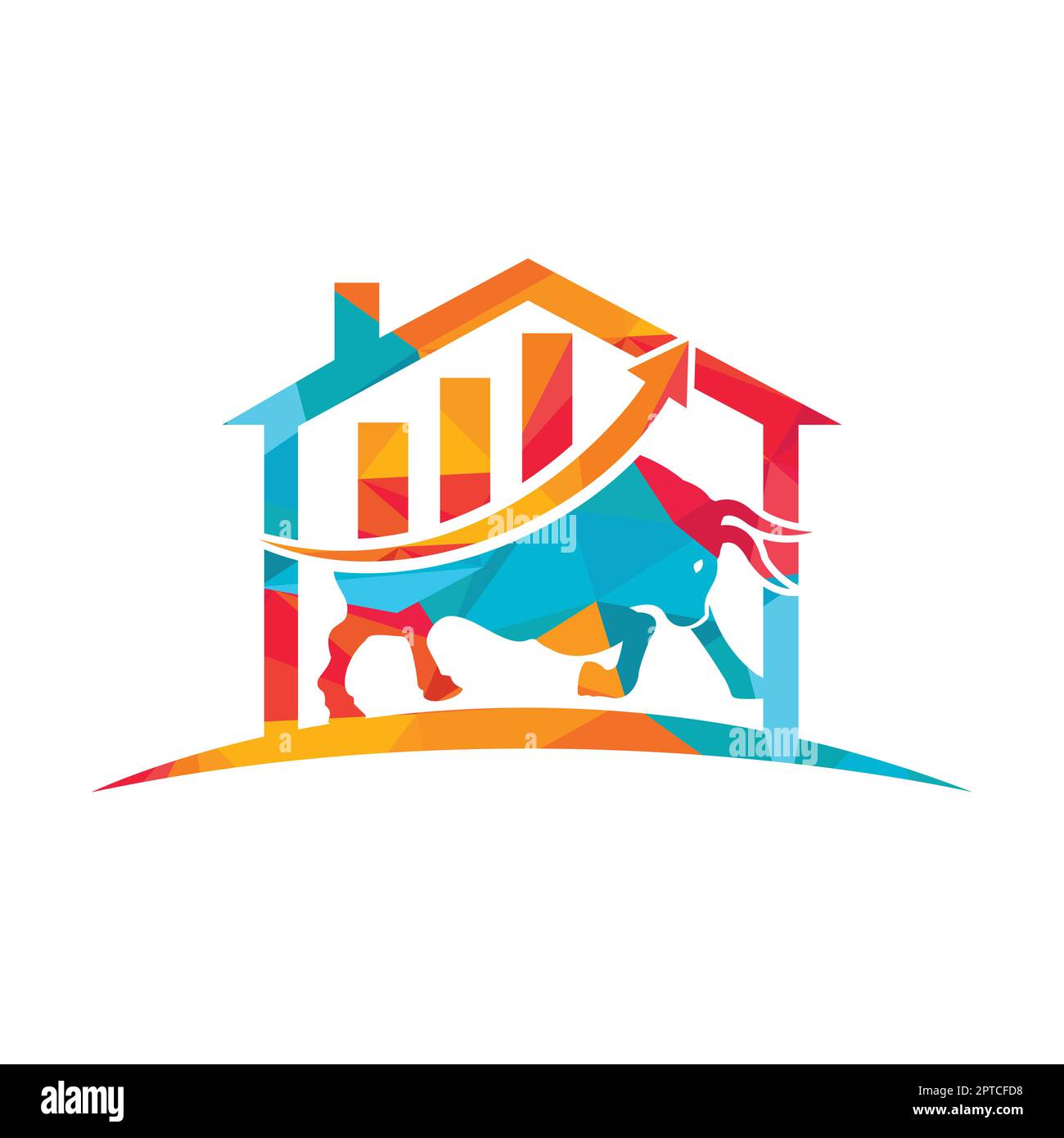 Financial bull with bulb shape logo design trade Vector Image