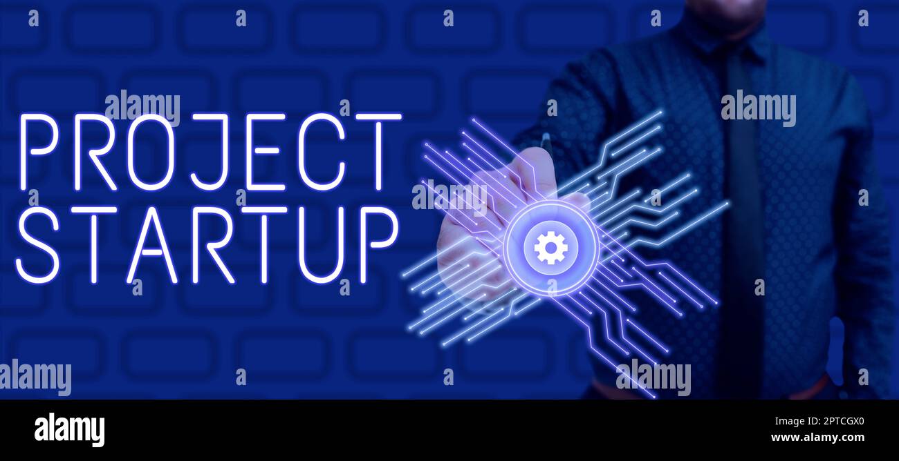 Handwriting text Project Startup, Business concept the initial