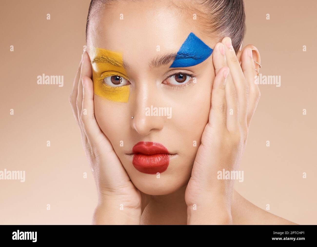 young woman with body painting on her face, ugly scary clown, Halloween  topic Stock Photo - Alamy