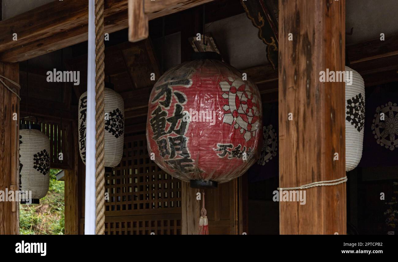 A picture of Japanese lanterns on display in the premises of the