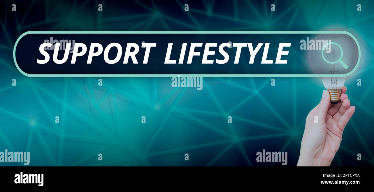 Text caption presenting Support Lifestyle, Concept meaning habits that