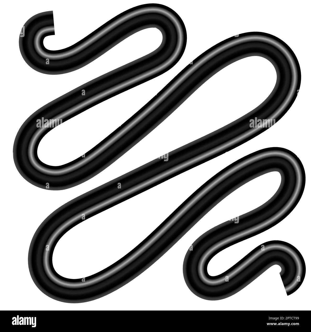 Black Cable Isolated on White Background. Curve Wire Stock Vector