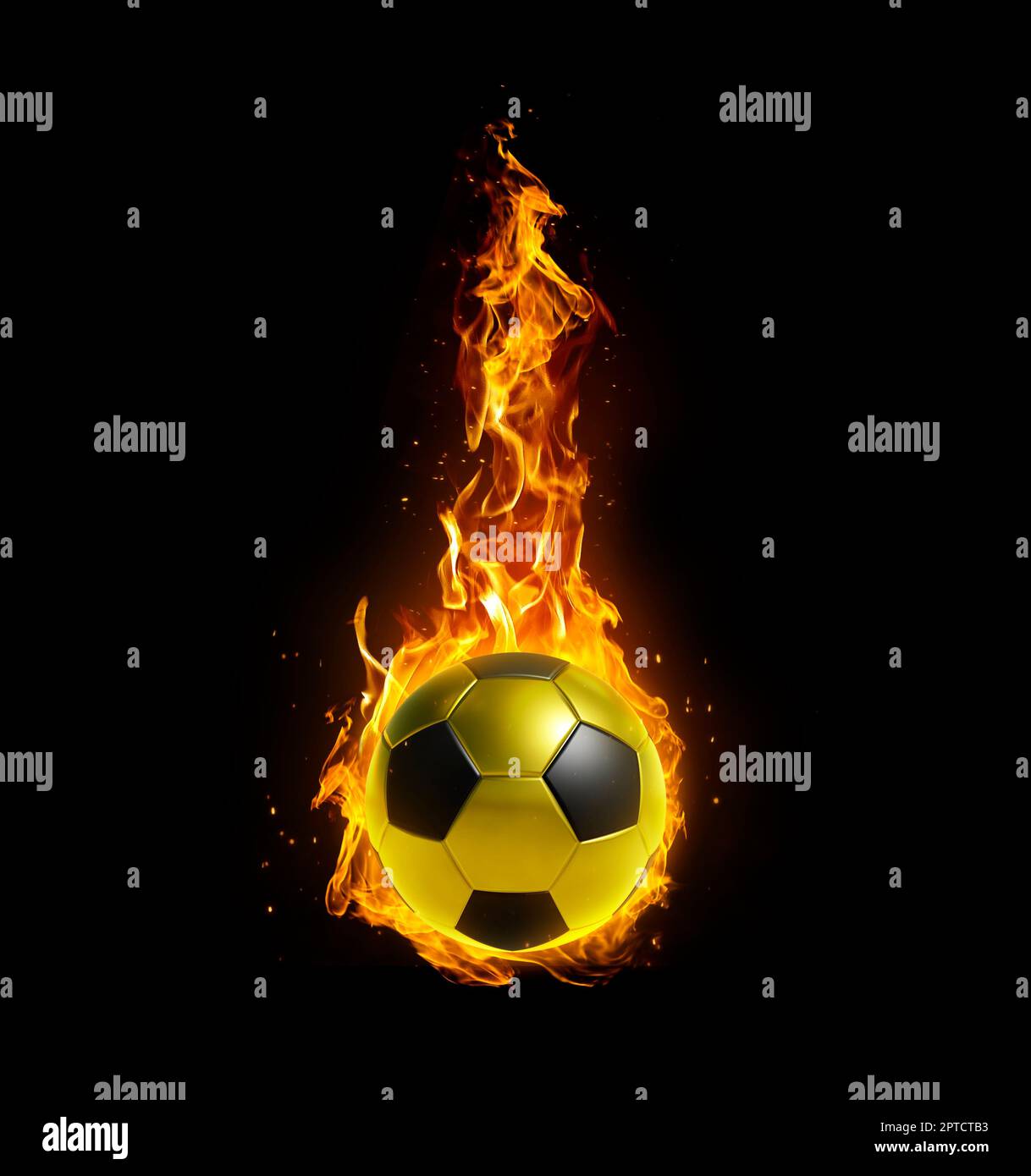 Soccer ball, on fire on black background Stock Photo Alamy