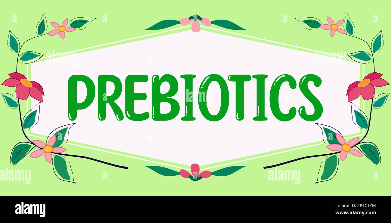 Handwriting text Prebiotics, Business idea the growth or development of beneficial microorganisms in foods Stock Photo