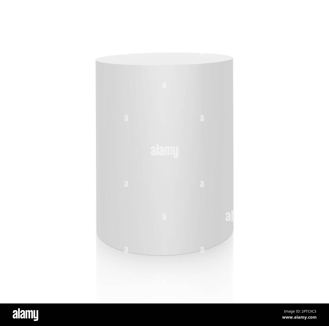White podium mockup cylinder isolated on white background. 3D render