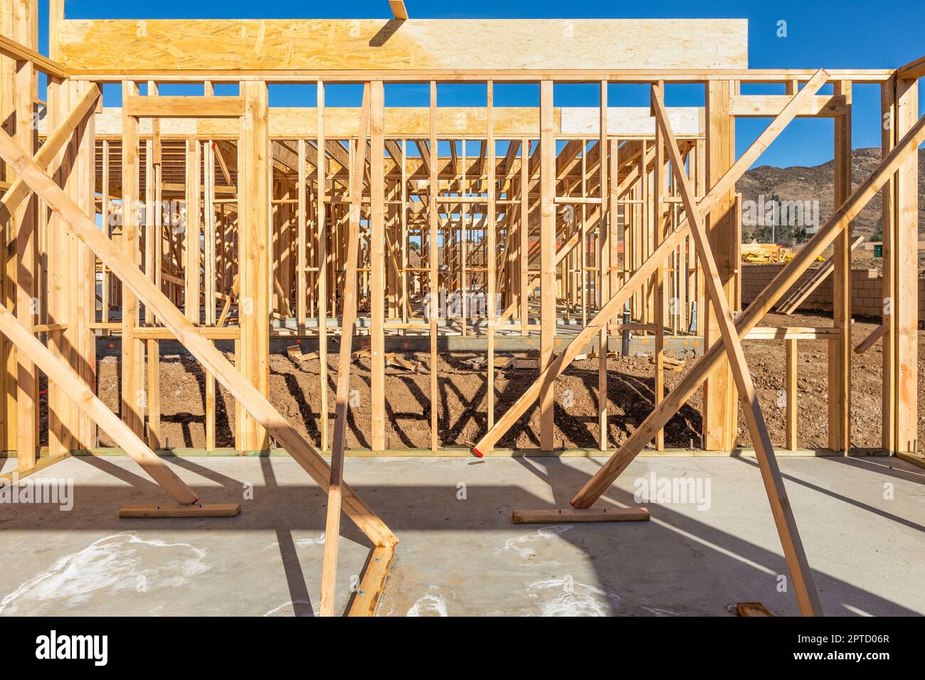 Wood Home Framing Abstract At Construction Site Stock Photo - Alamy