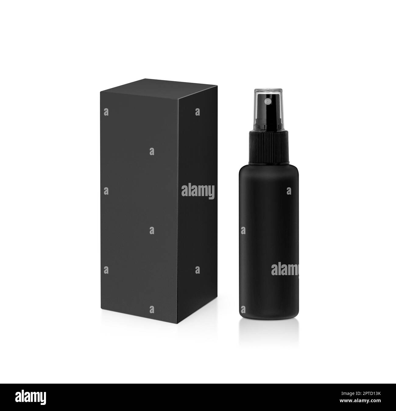 Plastic spray bottles blank and packaging isolated on white background