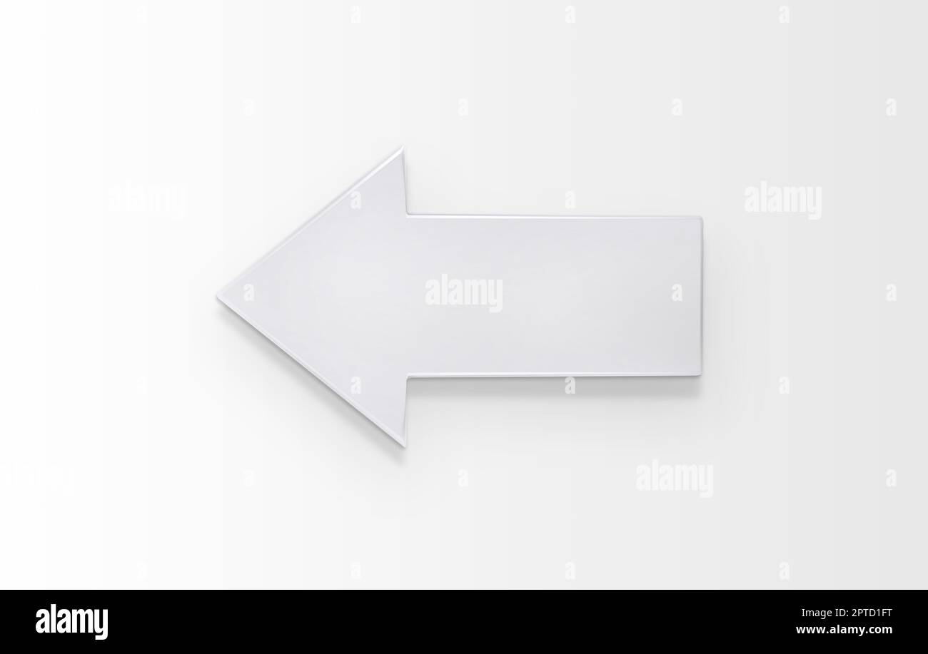 White arrow - 3d render isolated on a white background Stock Photo - Alamy