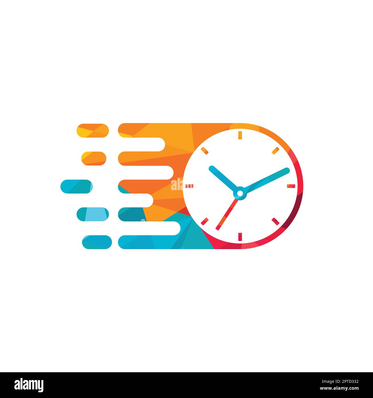 Speed time vector logo design template. Faster clock icon vector design. Stock Vector
