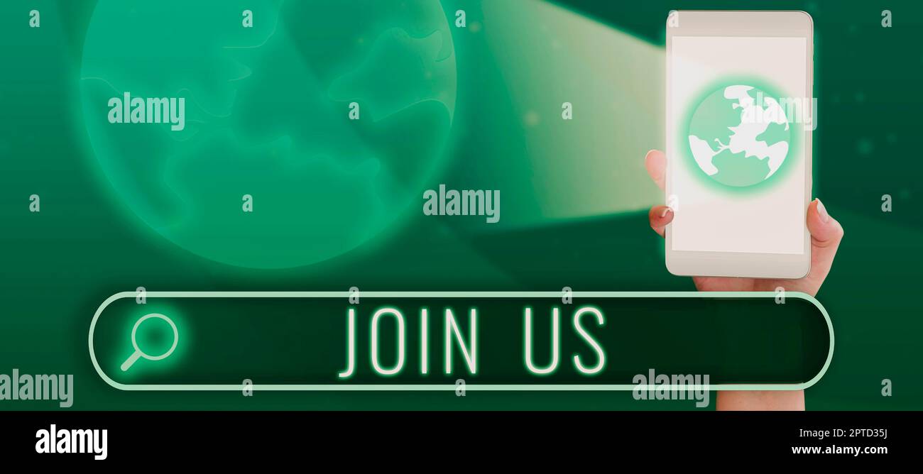 Inspiration showing sign Join Us, Word Written on Register in community ...