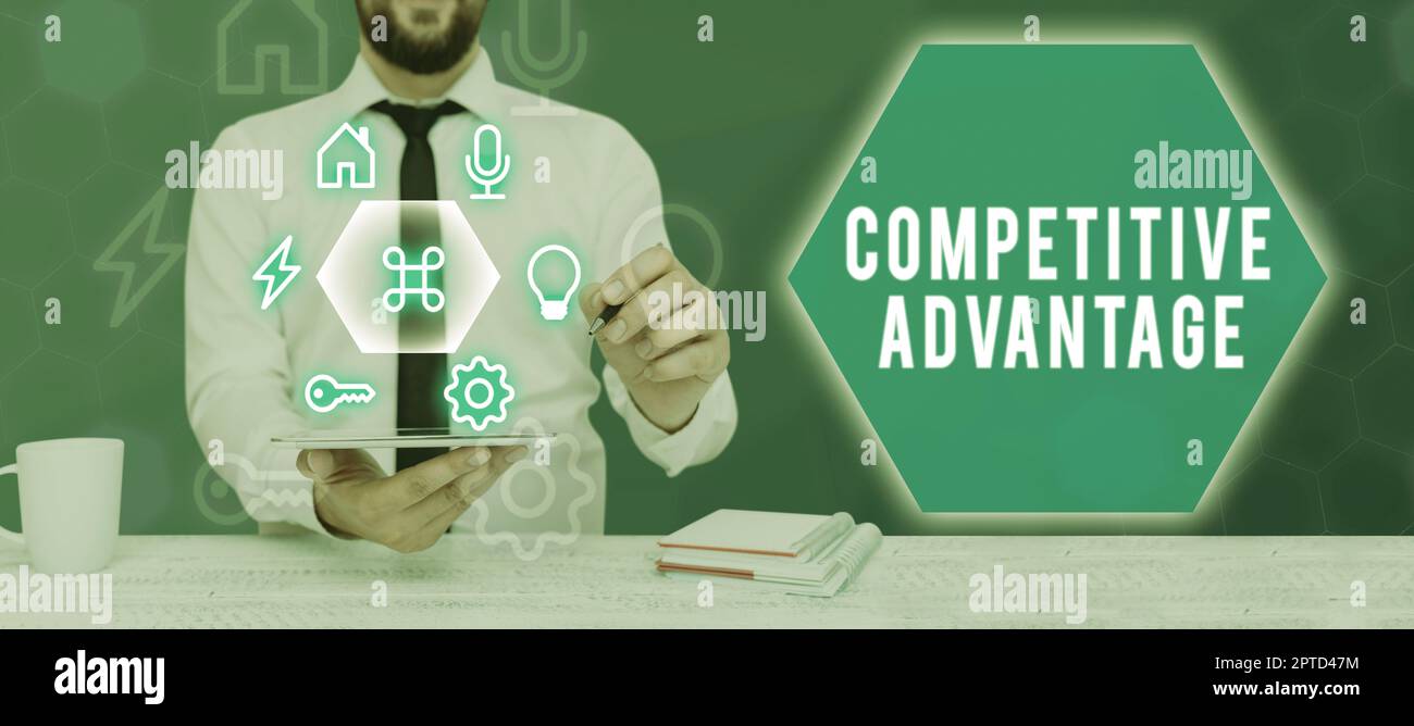 Text sign showing Competitive Advantage, Word for Company Edge over