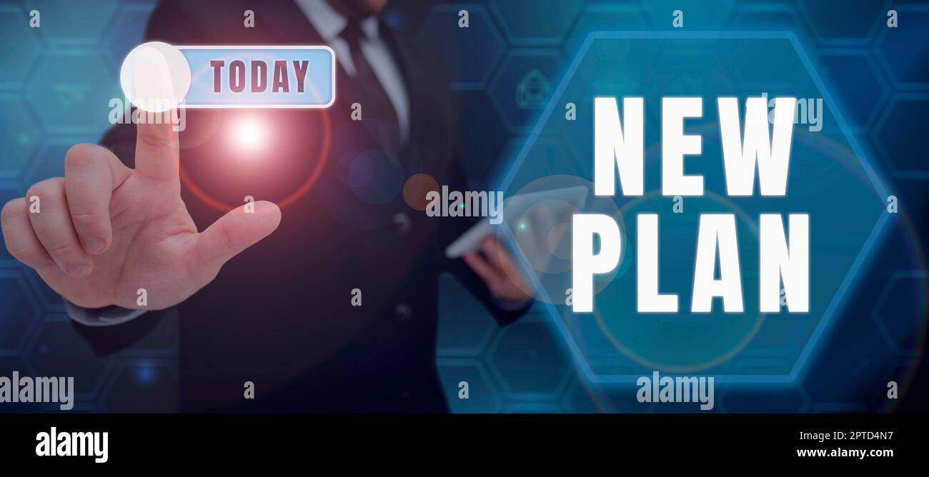 Text sign showing New Plan, Business overview Start of a detailed ...