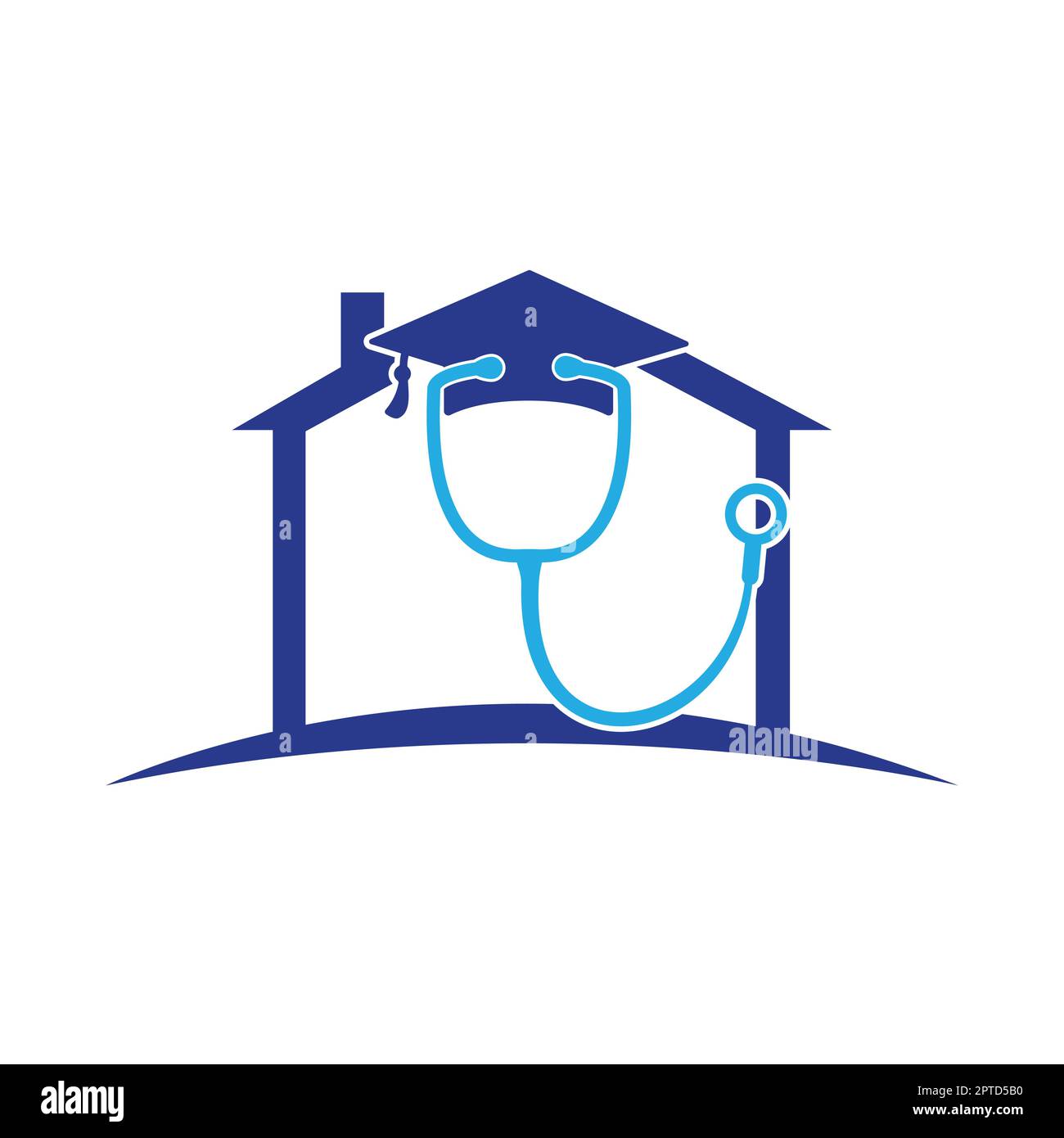 Medical student vector logo template. Graduation cap combined with