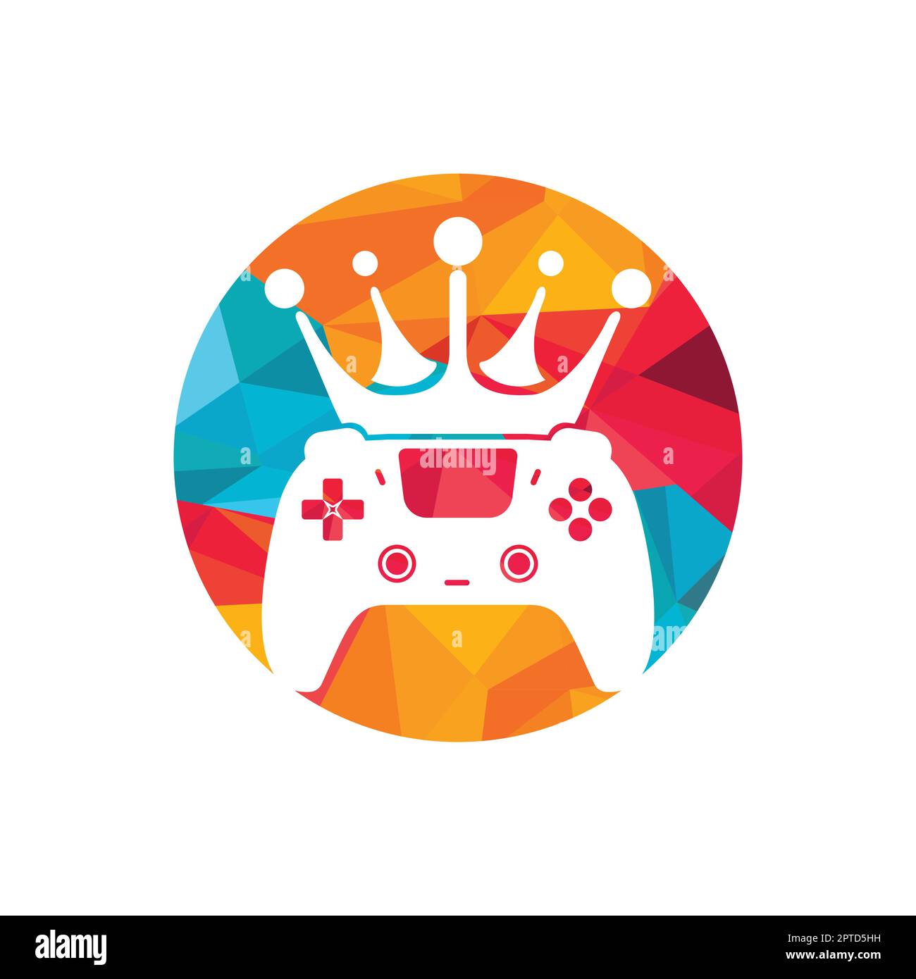 Game king vector logo design. Gamepad with crown vector icon design
