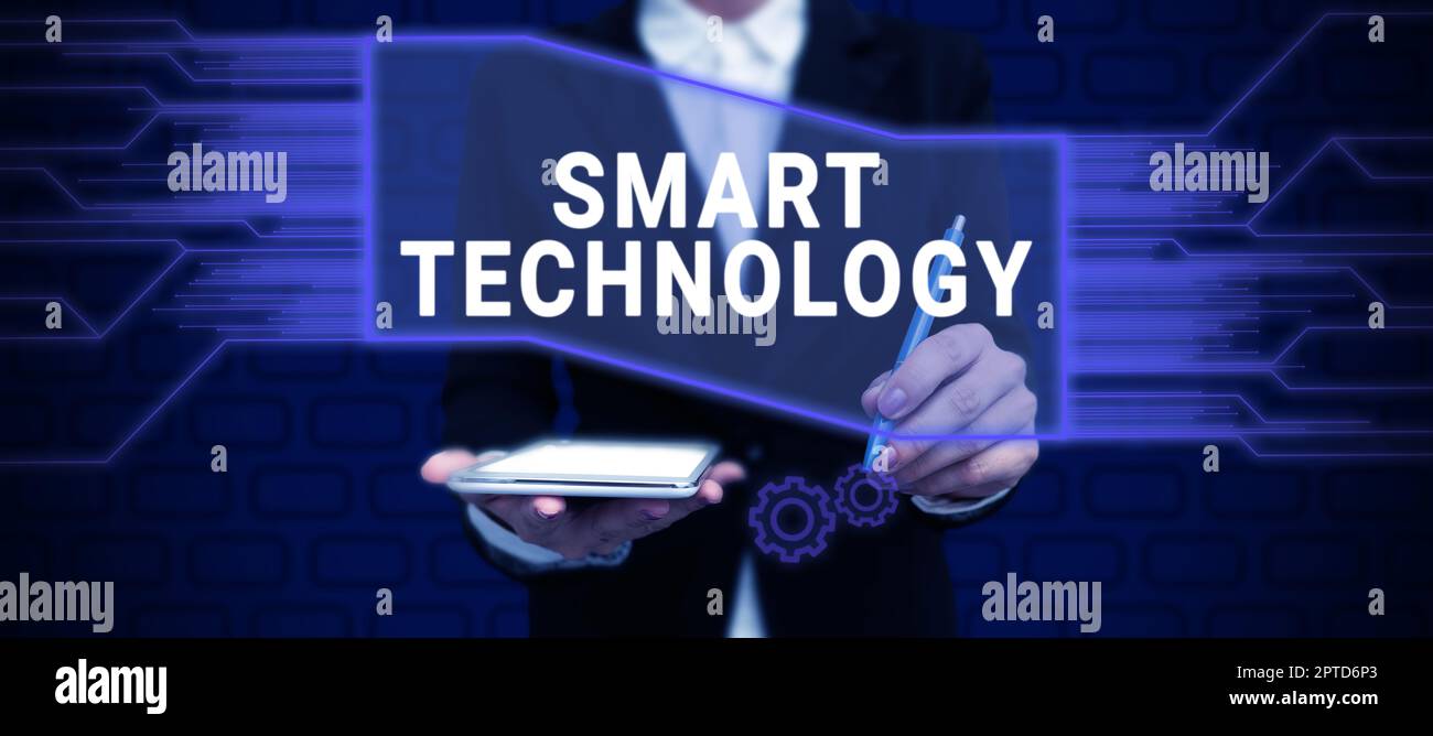 Text caption presenting Smart Technology, Word for used to protect and prevent errors in hard drives Stock Photo