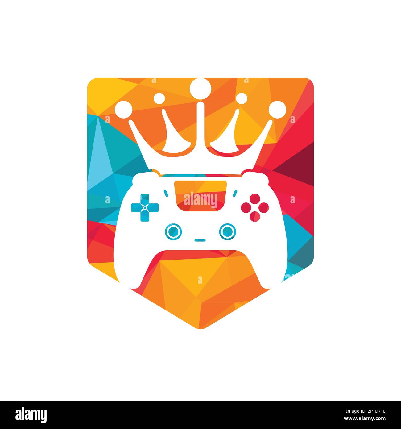 Game king vector logo design. Gamepad with crown vector icon design