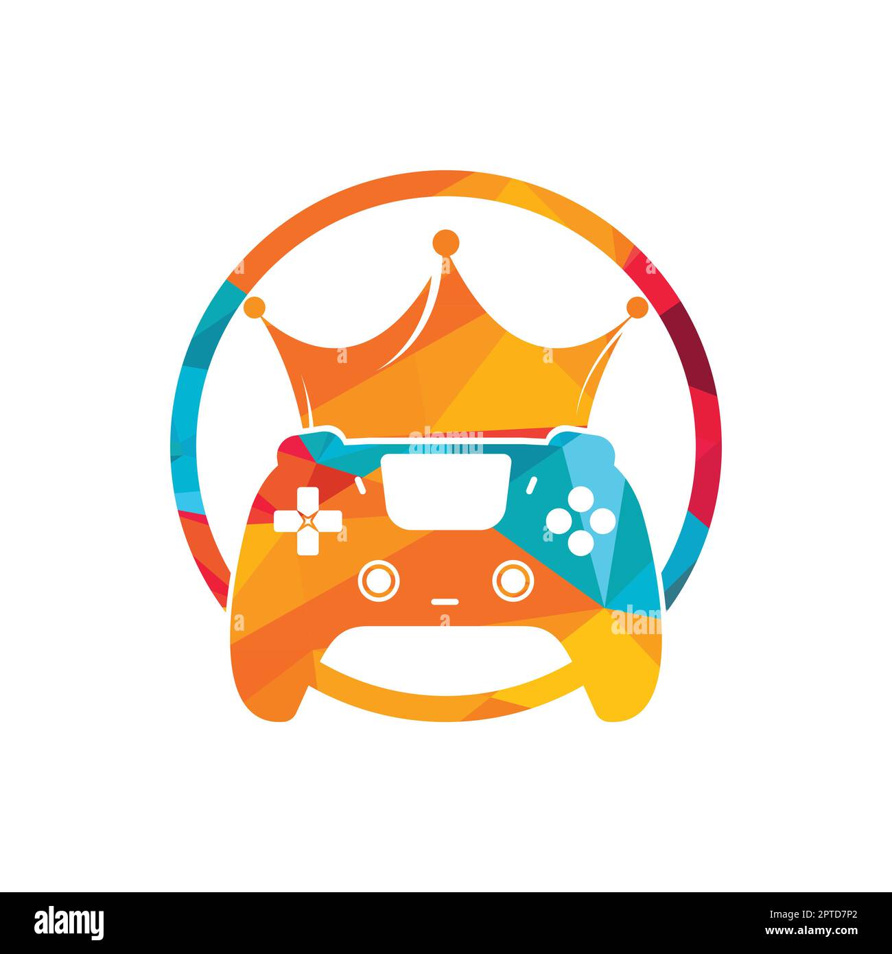 Game king vector logo design. Gamepad with crown vector icon design