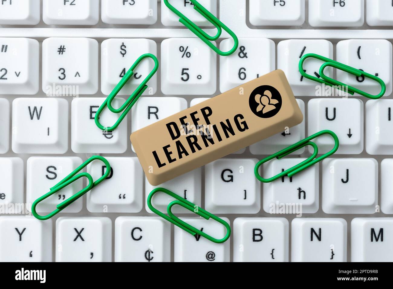 Writing displaying text Deep Learning, Conceptual photo Hierarchical Abstractions Artificial Intelligence Algorithm Stock Photo