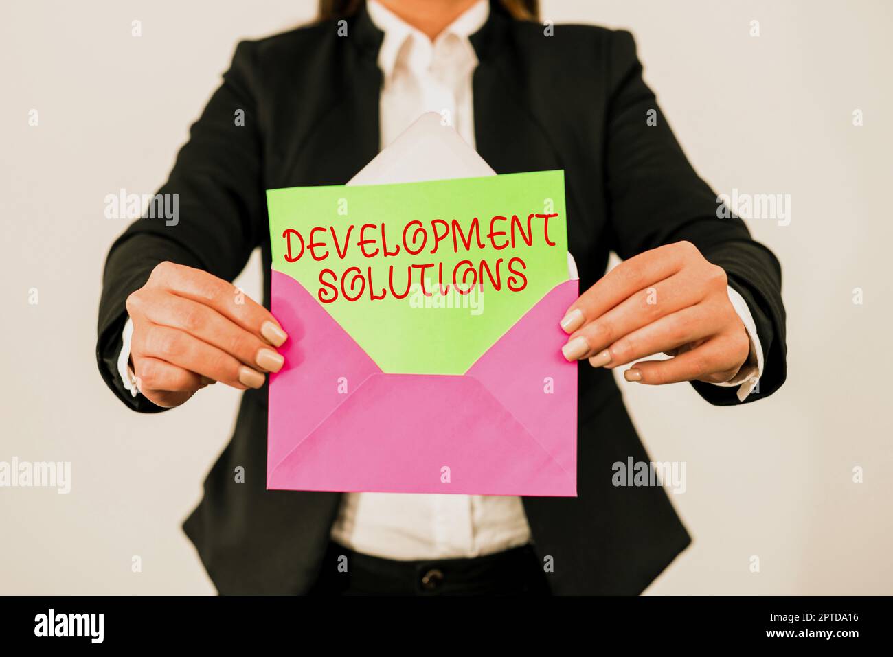 Writing displaying text Development Solutions, Concept meaning Efficient Planning based on the Company needs Stock Photo