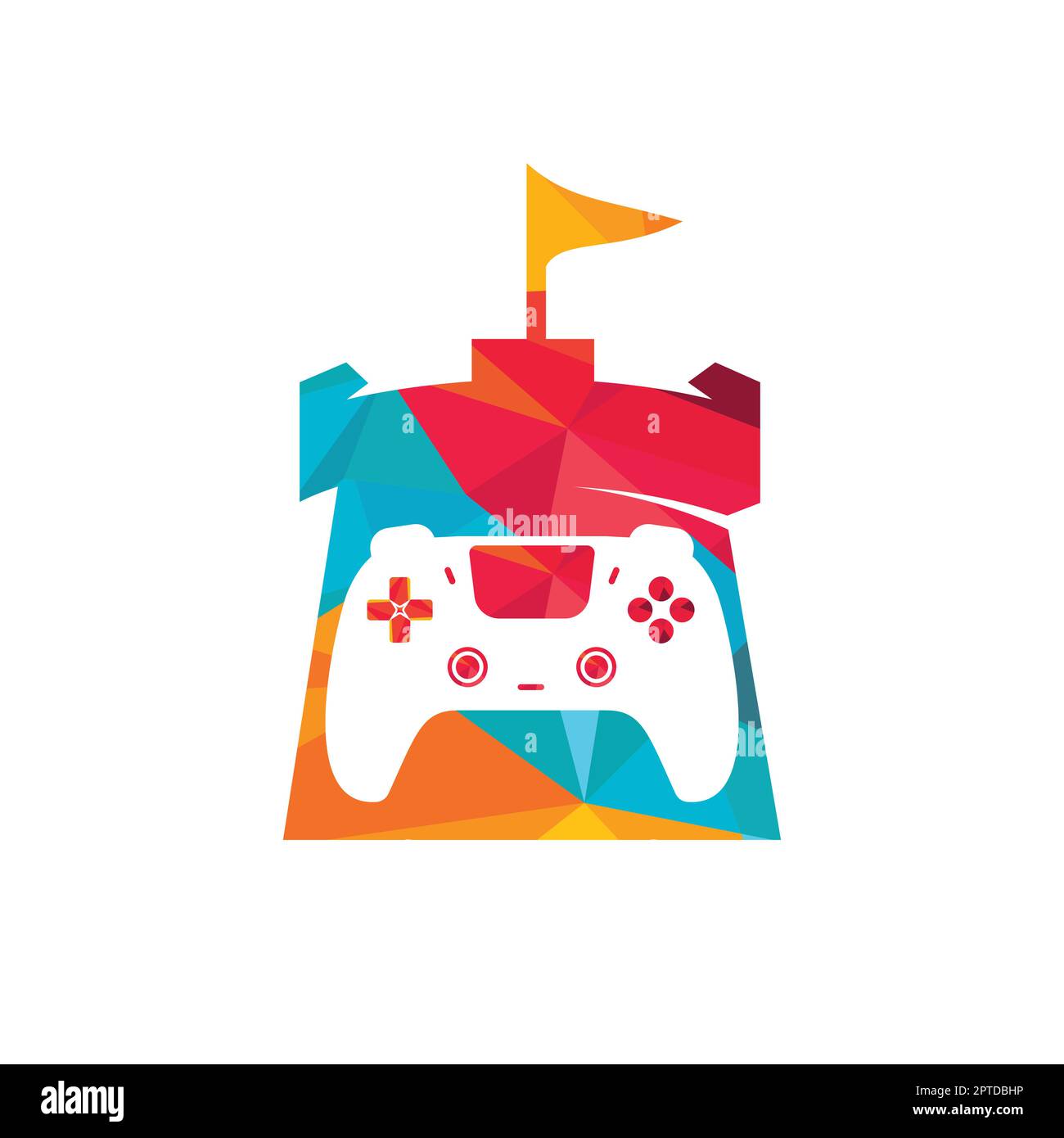 Game king vector logo design. Game console and fort icon vector design