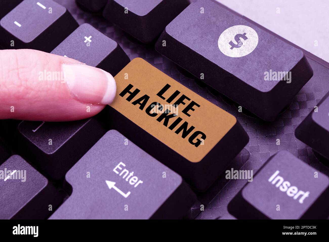 Conceptual caption Life Hacking, Concept meaning Simple and clever