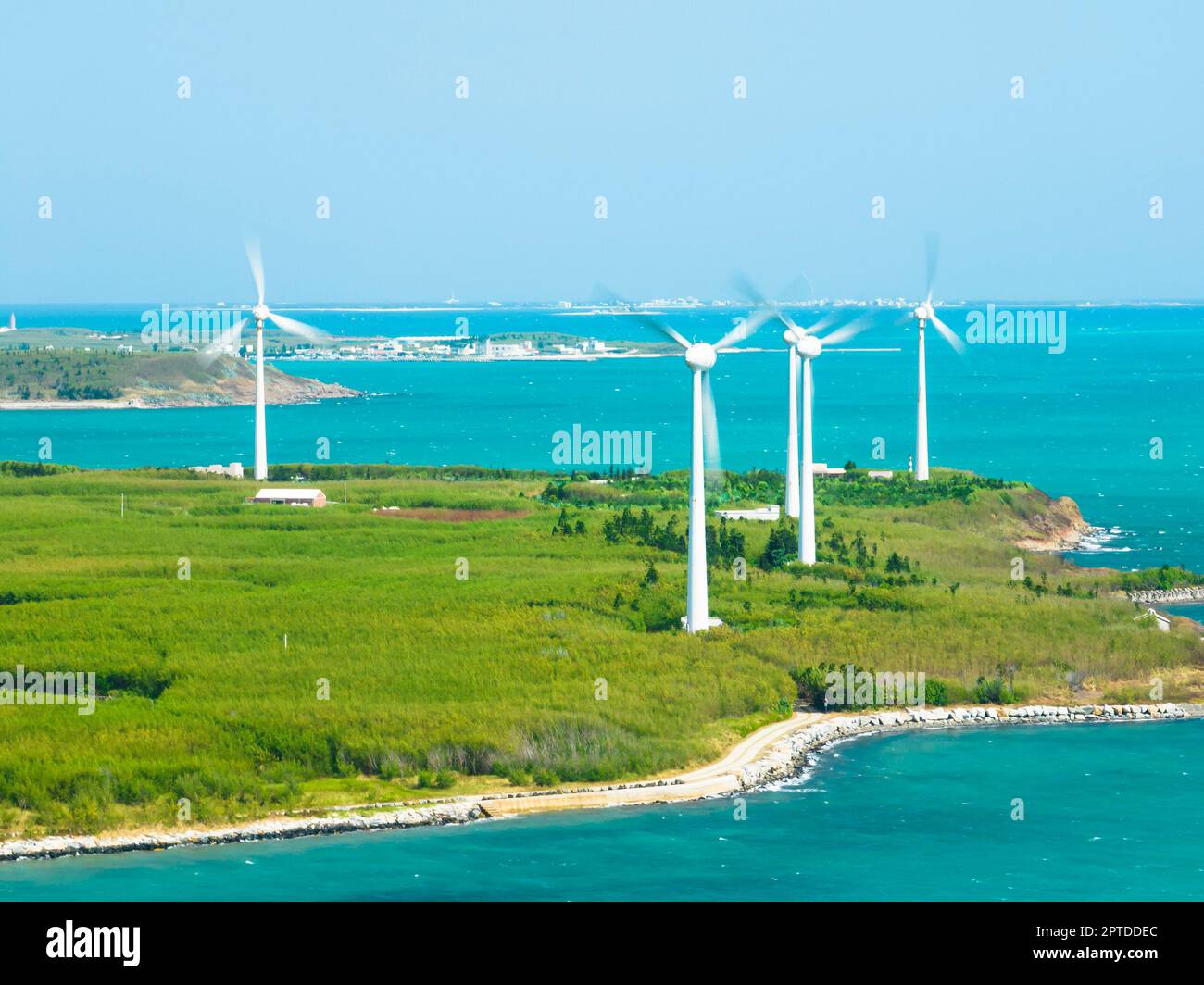 Aerial view of giant wind turbines in Penghu, Taiwan Stock Photo Alamy