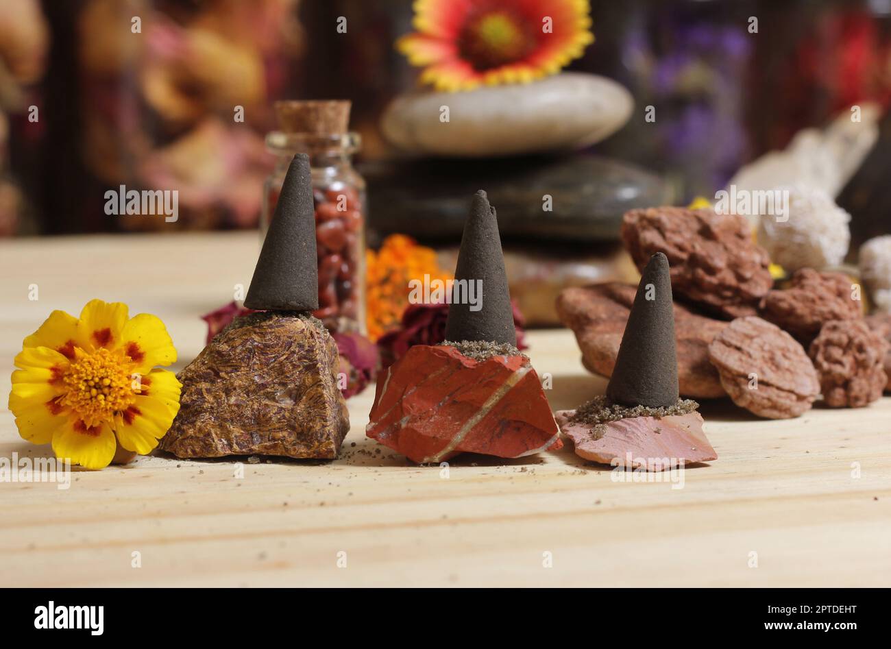 Desert Rose Rocks From Oklahoma on Meditation Altar Stock Photo - Alamy