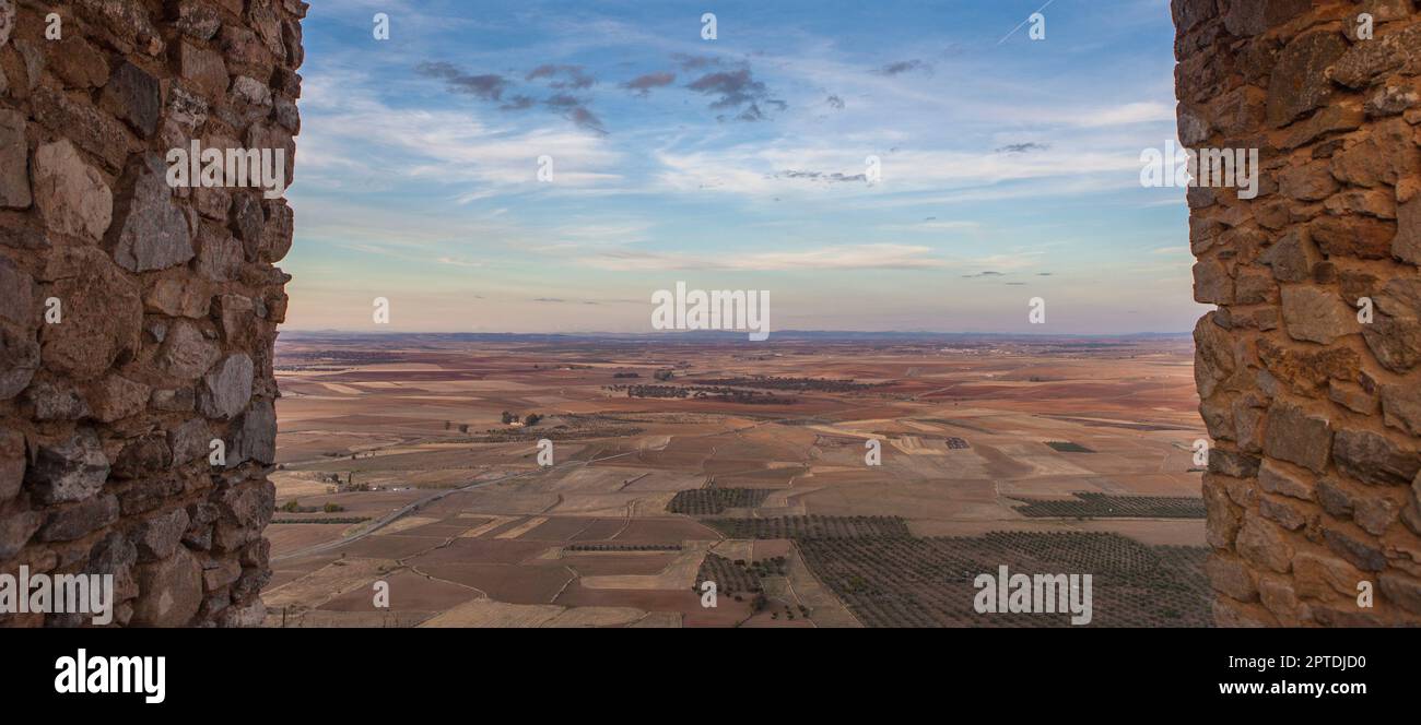 Aerial view of Campina Sur district from Reina Muslim Citadel, Badajoz, Extremadura, Spain Stock Photo