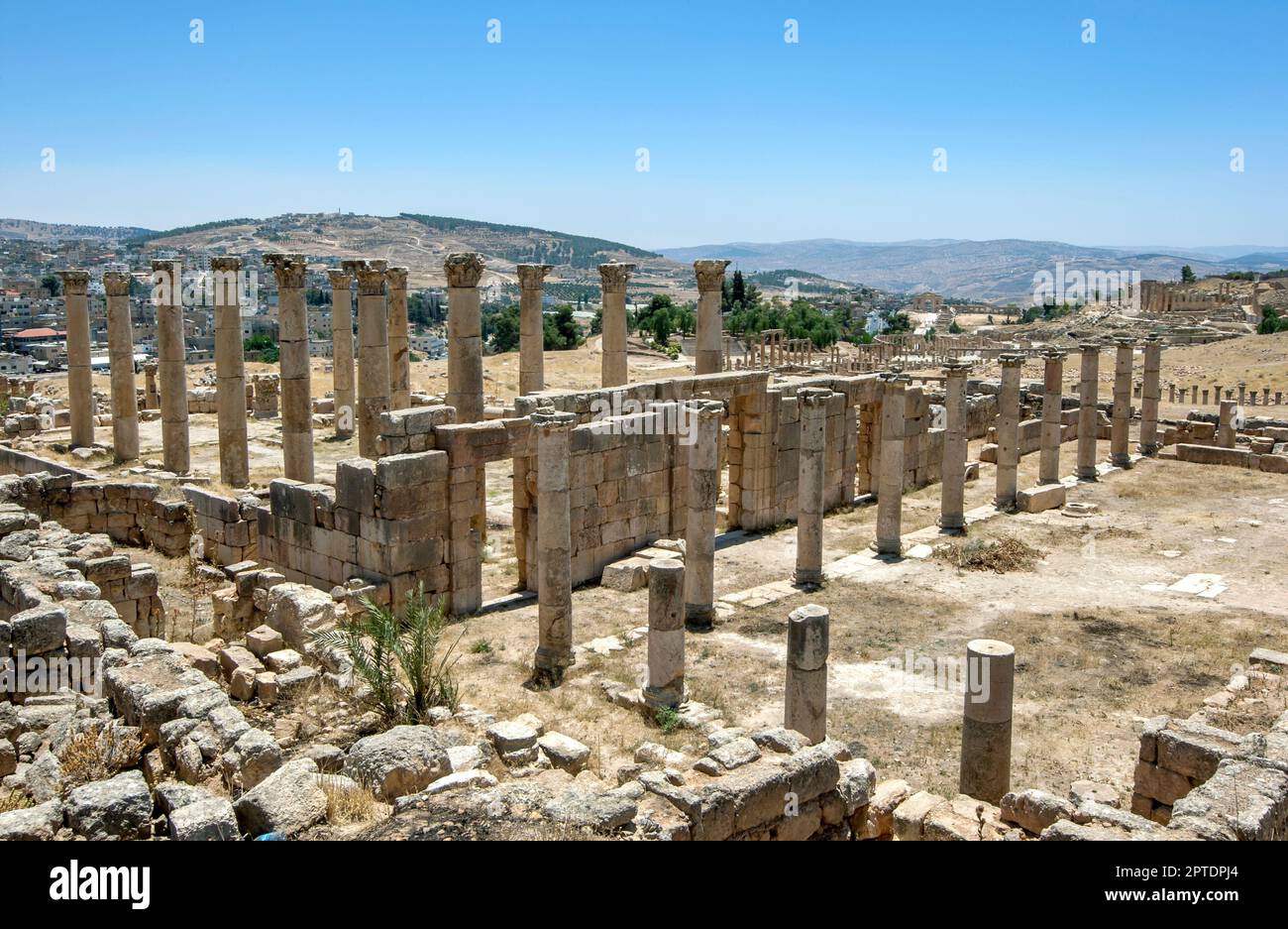 The ruins of the Church of St Theodore at the ancient site of Jerash in Jordan. Stock Photo